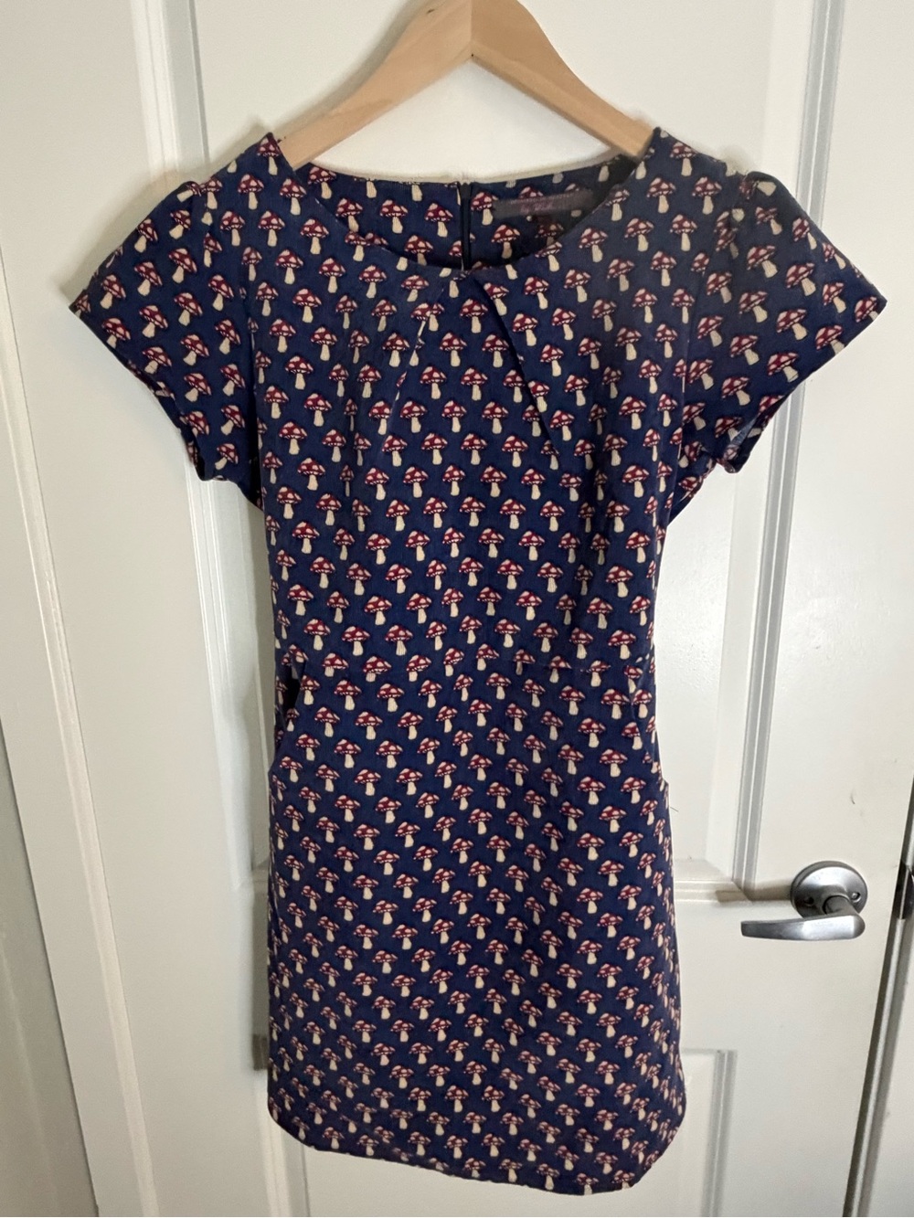 Wish Navy Mini Dress with Red & White Mushroom Print